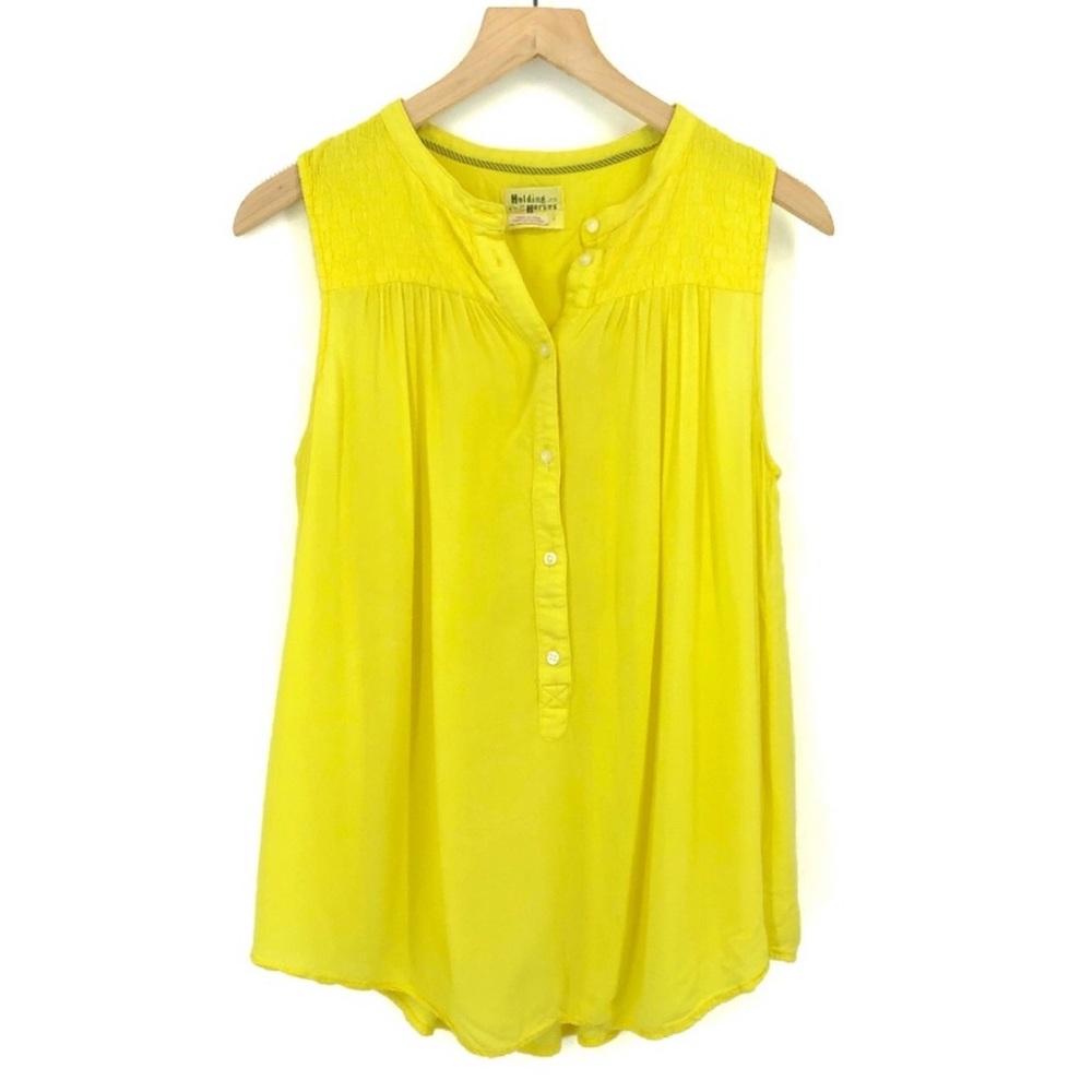 Anthro Holding Horses Bright Yellow Top